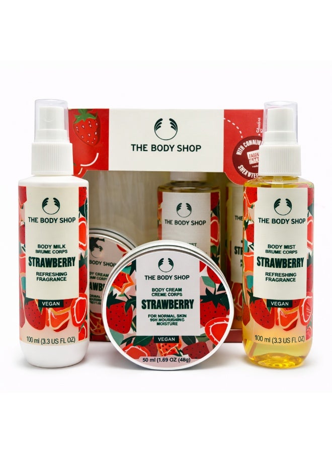 The Body Shop Strawberry Body Care Gift Set – Body Mist, Body Milk & Body Cream - Image 1